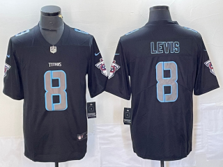 Tennessee Titans #8 Will Levis black impacted jersey