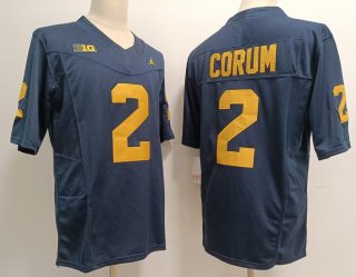 Michigan Wolverines 2 Blake Corum navy jersey