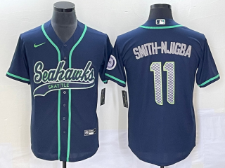 Men's Seattle Seahawks #11 Jaxon Smith-Njigba Navy With Patch Cool Base Stitched