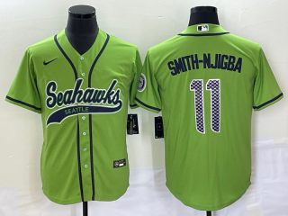 Men's Seattle Seahawks #11 Jaxon Smith-Njigba Green With Patch Cool Base Stitched