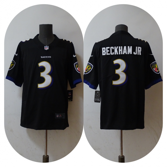 Men's Baltimore Ravens #3 Odell Beckham Jr. Black Vapor Untouchable Football Jersey