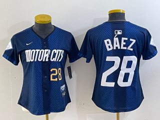 Detroit Tigers #28 Javier Báez 2024 Navy City Connect Cool Base youth jersey 2