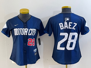 Detroit Tigers #28 Javier Báez 2024 Navy City Connect Cool Base youth jersey 3