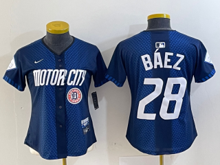Detroit Tigers #28 Javier Báez 2024 Navy City Connect Cool Base youth jersey 4