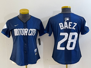 Detroit Tigers #28 Javier Báez 2024 Navy City Connect Cool Base youth jersey