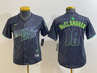 Tampa Bay Rays #18 Shane McClanahan Charcoal 2024 City Connect youth jersey 2