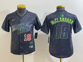 Tampa Bay Rays #18 Shane McClanahan Charcoal 2024 City Connect youth jersey 3