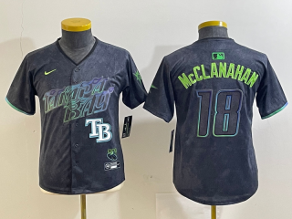 Tampa Bay Rays #18 Shane McClanahan Charcoal 2024 City Connect youth jersey 4