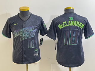 Tampa Bay Rays #18 Shane McClanahan Charcoal 2024 City Connect youth jersey 5