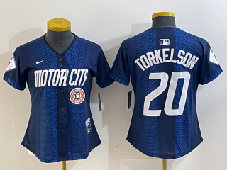 Detroit Tigers #20 Spencer Torkelson 2024 Navy City Connect Cool Base women jersey 4