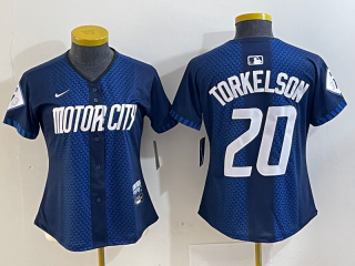 Detroit Tigers #20 Spencer Torkelson 2024 Navy City Connect Cool Base women jersey