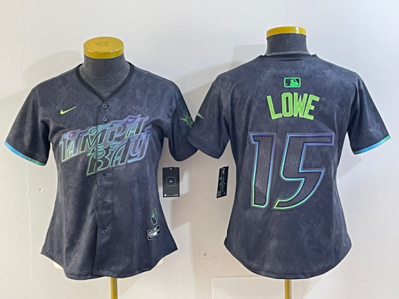 Tampa Bay Rays #15 Josh Lowe Charcoal 2024 City Connect Limited women jersey