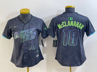 Tampa Bay Rays #18 Shane McClanahan Charcoal 2024 City Connect women jersey 2