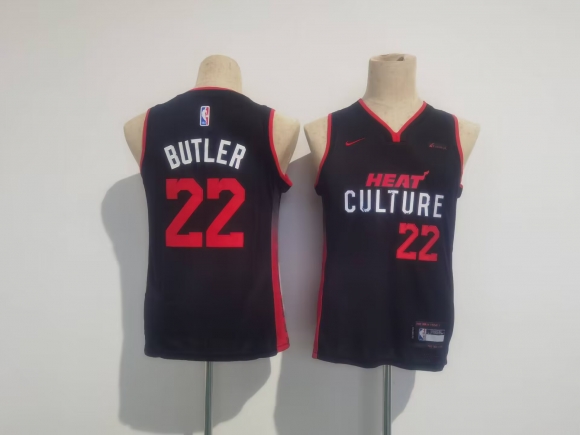 Youth Miami Heat #22 Jimmy Butler Black 2023-24 City Edition Stitched Jersey