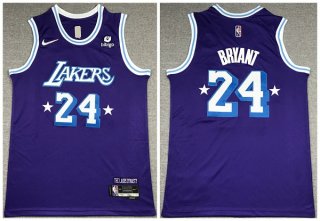 Los Angeles Lakers #24 Kobe Bryant Purple City Edition75th Anniversary Stitched