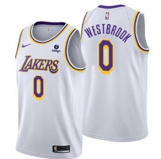 Los Angeles Lakers #0 Russell Westbrook Bibigo White Stitched Basketball Jersey