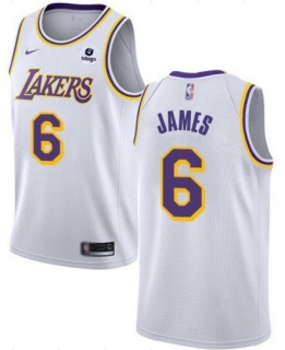 Los Angeles Lakers #6 LeBron James White Stitched Basketball Jersey