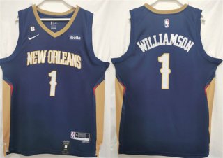New Orleans Pelicans #1 Zion Williamson Navy Stitched Basketball Jersey