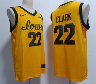 owa Hawkeyes #22 Caitlin Clark Yellow Stitched Jersey