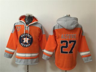 Houston Astros #27 Jose Altuve Orange Ageless Must-Have Lace-Up Pullover Hoodie