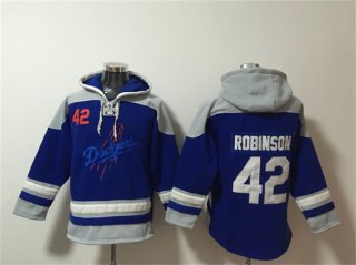 Los Angeles Dodgers #42 Jackie Robinson Blue Ageless Must-Have Lace-Up Pullover