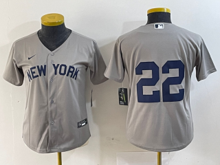 Women New York Yankees #22 Juan Soto Gray Cool Base Stitched Baseball Jersey