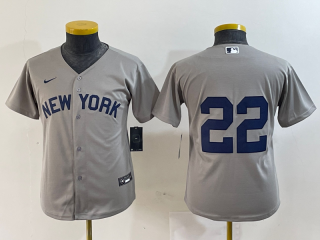 Youth New York Yankees #22 Juan Soto Gray Cool Base Stitched Baseball Jersey