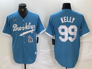 Los Angeles Dodgers #99 Joe Kelly Betts blue throwback jersey 2