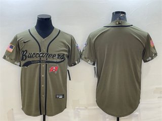 Tampa Bay Buccaneers Blank Olive 2022 Salute To Service Cool Base Stitched Baseball Jersey