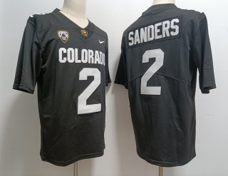 Colorado Buffaloes #2 Shedeur Sanders Black With PAC-12 Patch Football Stitched 2