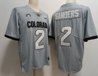 Colorado Buffaloes #2 Shedeur Sanders gray With PAC-12 Patch Football Stitched