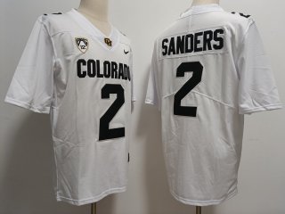 Colorado Buffaloes #2 Shedeur Sanders White With PAC-12 Patch Football Stitched