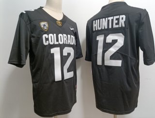 Colorado Buffaloes #12 Travis Hunter black With PAC-12 Patch Football Stitched Jersey
