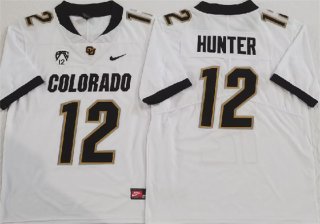 Colorado Buffaloes #12 Travis Hunter White With PAC-12 Patch Football Stitched Jersey