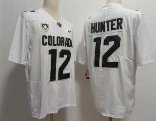 Colorado Buffaloes #12 Travis Hunter White With PAC-12 Patch Stitched Football Jersey