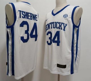 Kentucky Wildcats #34 Oscar Tshiebwe white Stitched Jersey