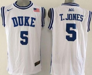 Blue Devils #5 Tyus Jones White Basketball New Stitched NCAA Jersey