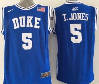 Devils #5 Tyus Jones Blue Basketball New Stitched NCAA Jersey