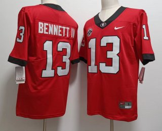 Georgia Bulldogs #13 BENNETT red College Football Stitched Jersey