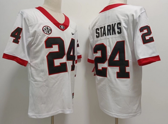 Georgia Bulldogs #24 White Stitched Jersey