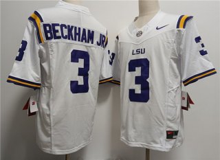 LSU Tigers #3 Odell Beckham Jr. White Stitched Jersey