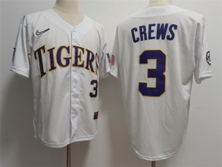 LSU Tigers #3 Ylan Crews White Stitched Baseball Jersey
