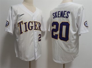 LSU Tigers #20 Paul Skenes White Stitched Baseball Jersey