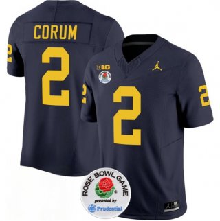 Michigan Wolverines #2 Blake Corum 2023 F.U.S.E. Navy Blue Rose Bowl Patch Stitched