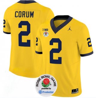 Michigan Wolverines #2 Blake Corum 2023 F.U.S.E. Yellow Rose Bowl Patch Stitched