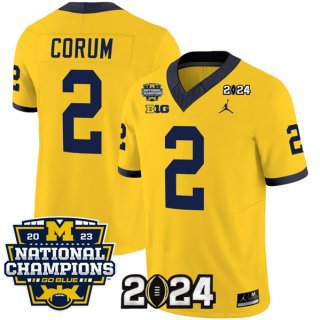 Michigan Wolverines #2 Blake Corum Yellow 2024 F.U.S.E. With 2023 National