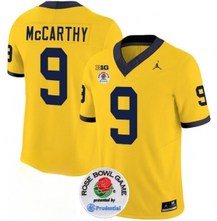 Michigan Wolverines #9 J.J. McCarthy 2023 F.U.S.E. Yellow Rose Bowl Patch Stitched