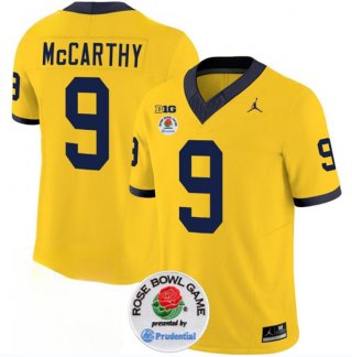 Michigan Wolverines #9 J.J. McCarthy 2023 F.U.S.E. Yellow Rose Bowl Patch Stitched