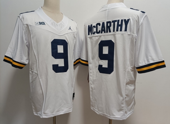 Michigan Wolverines #9 J.J. McCarthy white Blue Stitched Jersey