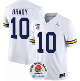 Michigan Wolverines #10 Tom Brady 2023 F.U.S.E. White Rose Bowl Patch Stitched Jersey